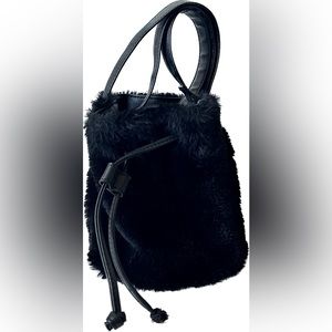 Aeropostale Black Faux Fur Mini Crossbody Purse